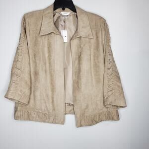 CJ Banks Beige Suede-Look Jacket